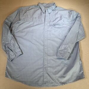 Cabela's XXL Fishing Guide Shirt UPF 50 Vented Lightweight Blue Plaid Zip Pocket